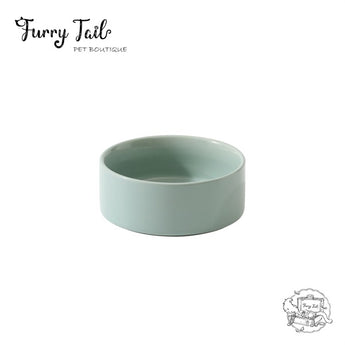 Green Ceramic Pet Big Dog Cat Bowl with Wooden Rack