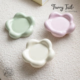 Floral Ceramic Pet Cat Dog Food Bowl Non-Slip Low Foot Wooden Stand