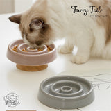 Circular Patterned Small Dogs Cats Slow Feeding Ceramic Bowl