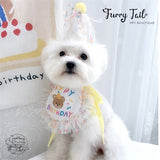 Mini Bear Pet Dog Cat Birthday Bandana Outfit Bib Set With Party Hat