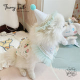Pearl Dog Cat Birthday Bandana Outfit Bib Set Party Hat Big Size