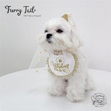 Golden Daisy HBD Dog Cat Birthday Bandana Outfit Bib Set Party Hat