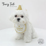 Golden Daisy HBD Dog Cat Birthday Bandana Outfit Bib Set Party Hat