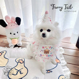 Mini Bear Pet Dog Cat Birthday Bandana Outfit Bib Set With Party Hat