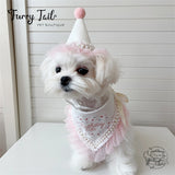 Pearl Dog Cat Birthday Bandana Outfit Bib Set Party Hat Big Size