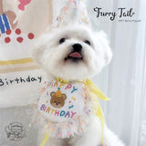 Mini Bear Pet Dog Cat Birthday Bandana Outfit Bib Set With Party Hat