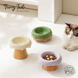 Ice Cream Pet Dog Cat Bowl High Foot Anti-slip Wood Stand