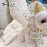 Golden Daisy HBD Dog Cat Birthday Bandana Outfit Bib Set Party Hat