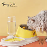 Pet Dog Cat Stainless Double Food Bowl Water Dispenser Slow Feeder