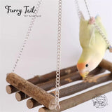 Bird Parrot Small Pet Toys Natural Wooden Bridge Stand Swing