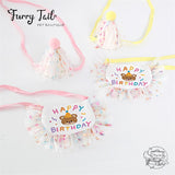 Mini Bear Pet Dog Cat Birthday Bandana Outfit Bib Set With Party Hat