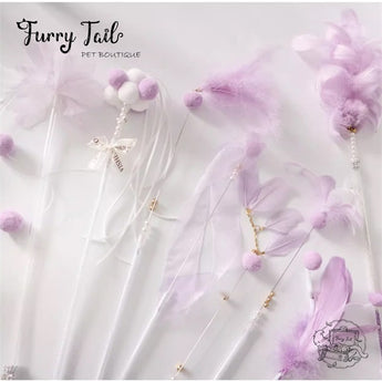 Violet Cat Interactive Play Toy Wand Teaser Rod 6Pcs Set