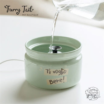 Letters Pet Ceramic Circulating Filter Water Fountain Dispenser