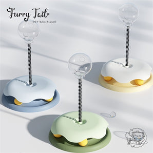 Interactive Cat Treat Dispenser Turntable Toy Track Roller & Balls