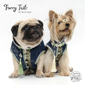 Ancient Chinese Style Denim Pet Dog Cat Vest Jacket Coat