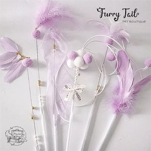 Violet Cat Interactive Play Toy Wand Teaser Rod 6Pcs Set