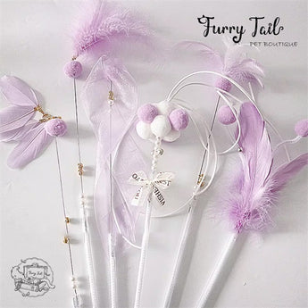 Violet Cat Interactive Play Toy Wand Teaser Rod 6Pcs Set