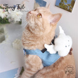 Blue Sky White Cloud Jean Pet Dog Cat Harness & Leash Clothes