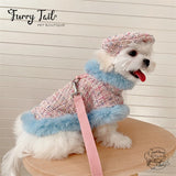 Chanel Style Knitted Cloak Stylish Cape Harness & Leash With Beret Set