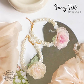 Pearl Flowers Jewelry Necklace For Small Dog Large Dog Cat Small Pet