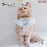 Pet Dog Cat Silky Bow Bib Collar Small Pet Bandana Straw Hat