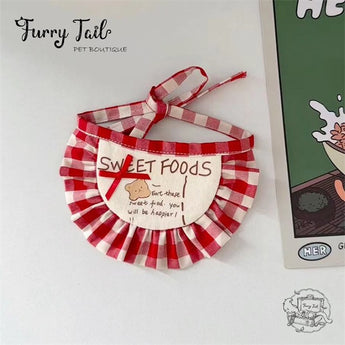 Red Plaid Teddy Bear Dog Cat Small Pet Bib Accessories Bandana