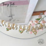 Pink Tulips Gold-Plated Pearl Jewelry Dog Cat Small Pet Necklace