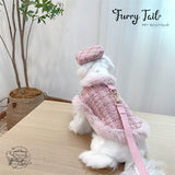 Chanel Style Knitted Cloak Stylish Cape Harness & Leash With Beret Set