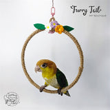 Floral Pet Bird Parrot Stand Hanging Rope Swing Ring Toy