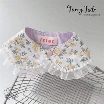 Floral Cream Lace Dog Cat Small Pet Bib Cape Accessories