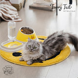 Pet Dog Cat Stainless Double Food Bowl Water Dispenser Slow Feeder