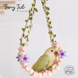 Daisy Pet Bird Parrot Playing Toy Wooden Stand Swing