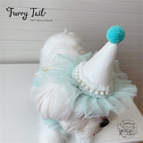 Pearl Dog Cat Birthday Bandana Outfit Bib Set Party Hat Big Size