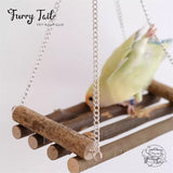 Bird Parrot Small Pet Toys Natural Wooden Bridge Stand Swing