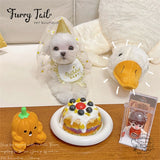 Golden Daisy HBD Dog Cat Birthday Bandana Outfit Bib Set Party Hat