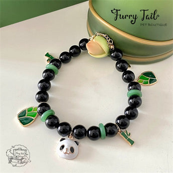 Panda Gold-plated Acrylic Jewelry Dog Cat Small Pet Necklace