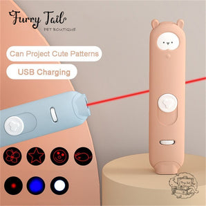 Pet Cat Rechargeable Laser Pointer 5 Patterns With Catnip Purple Light