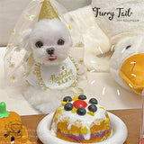 Golden Daisy HBD Dog Cat Birthday Bandana Outfit Bib Set Party Hat