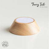 Floral Ceramic Pet Cat Dog Food Bowl Non-Slip Low Foot Wooden Stand