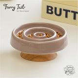 Circular Patterned Small Dogs Cats Slow Feeding Ceramic Bowl
