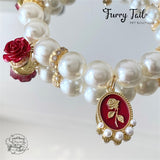 Red Rose Gold-Plated Brass Pearl Jewelry Necklace For Small Dog Large Dog Cat Small Pet