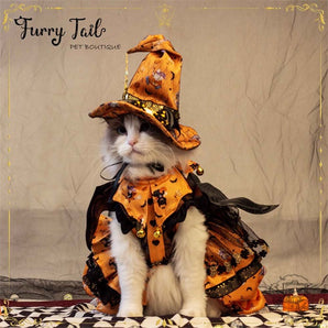 Halloween Pumpkin Witch Cute Pet Princess Dress Pet Dog Cat Dress