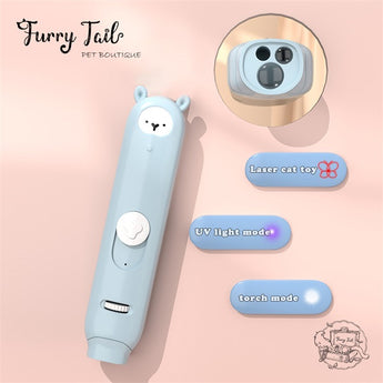 Pet Cat Rechargeable Laser Pointer 5 Patterns With Catnip Purple Light