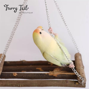 Bird Parrot Small Pet Toys Natural Wooden Bridge Stand Swing