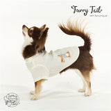 White Embroidered Rabbit Waffle Fabric Pet Cat Dog Clothes Apparel