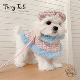 Chanel Style Knitted Cloak Stylish Cape Harness & Leash With Beret Set