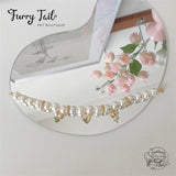 Pink Tulips Gold-Plated Pearl Jewelry Dog Cat Small Pet Necklace