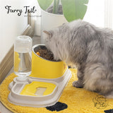 Pet Dog Cat Stainless Double Food Bowl Water Dispenser Slow Feeder