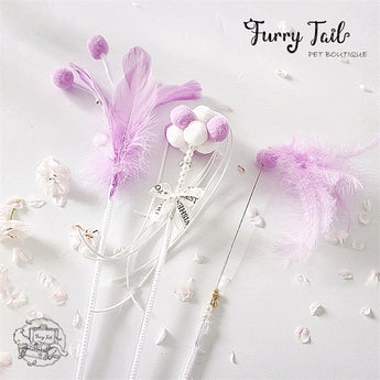 Violet Cat Interactive Play Toy Wand Teaser Rod 6Pcs Set