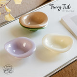 Ceramic Pet Cat Dog Bowl High Foot Anti-slip Tilted Wooden Base